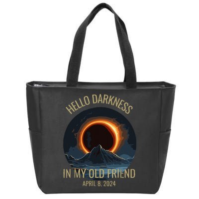 Solar Eclipse Hello Darkness My Old Friend Funny Zip Tote Bag