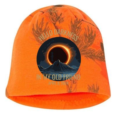 Solar Eclipse Hello Darkness My Old Friend Funny Kati - Camo Knit Beanie