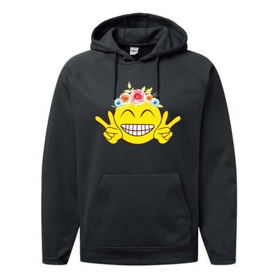 Smile Emoticon Happy Face Peace Love Cute Performance Fleece Hoodie