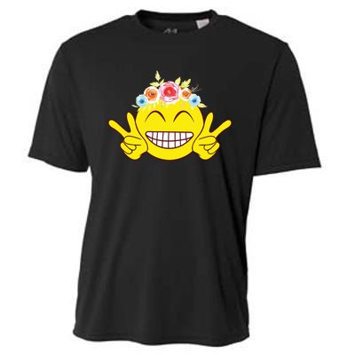 Smile Emoticon Happy Face Peace Love Cute Cooling Performance Crew T-Shirt