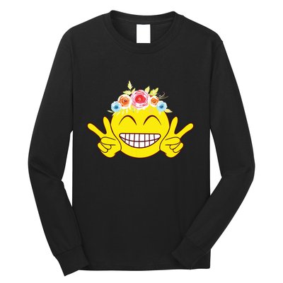 Smile Emoticon Happy Face Peace Love Cute Long Sleeve Shirt