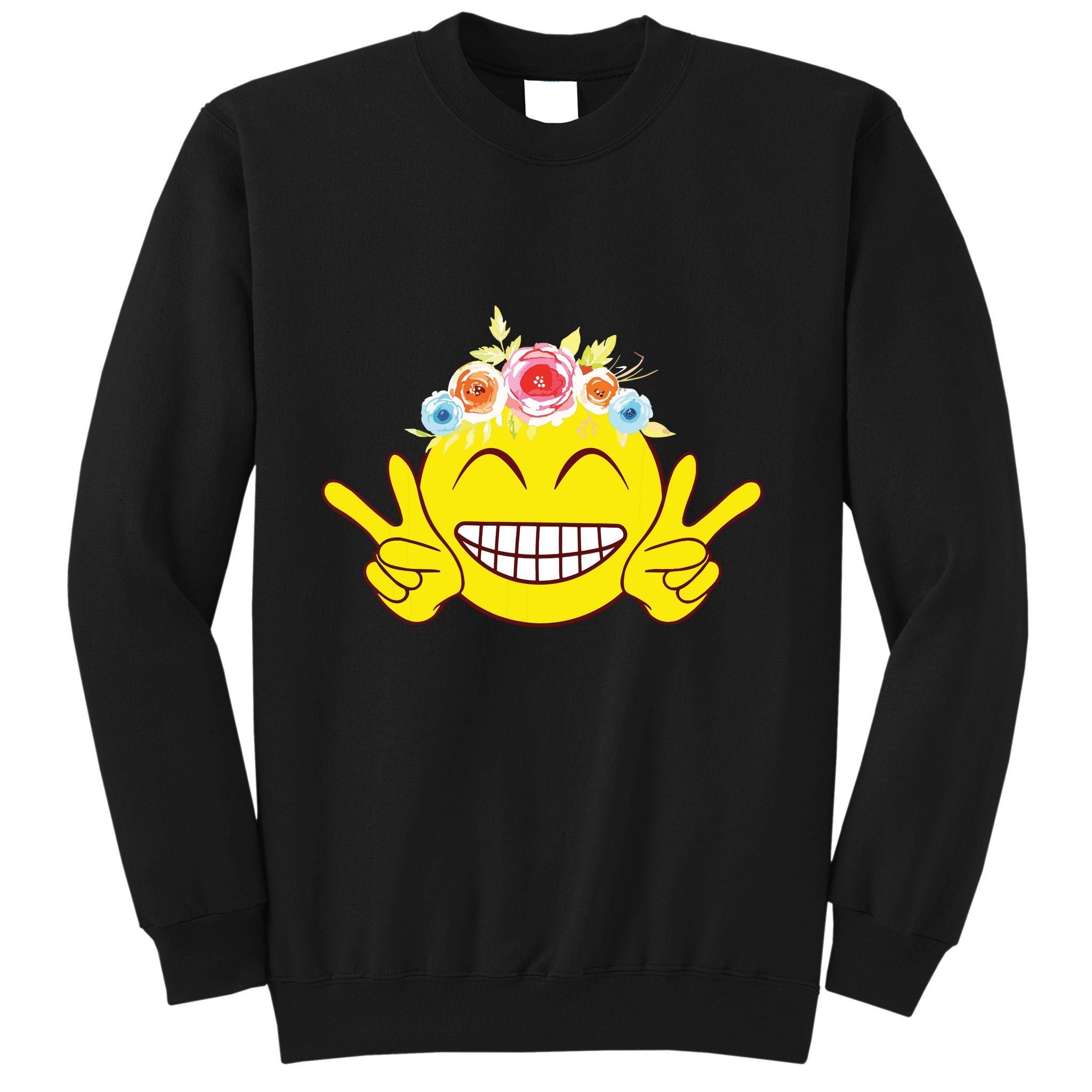 Smile Emoticon Happy Face Peace Love Cute Sweatshirt
