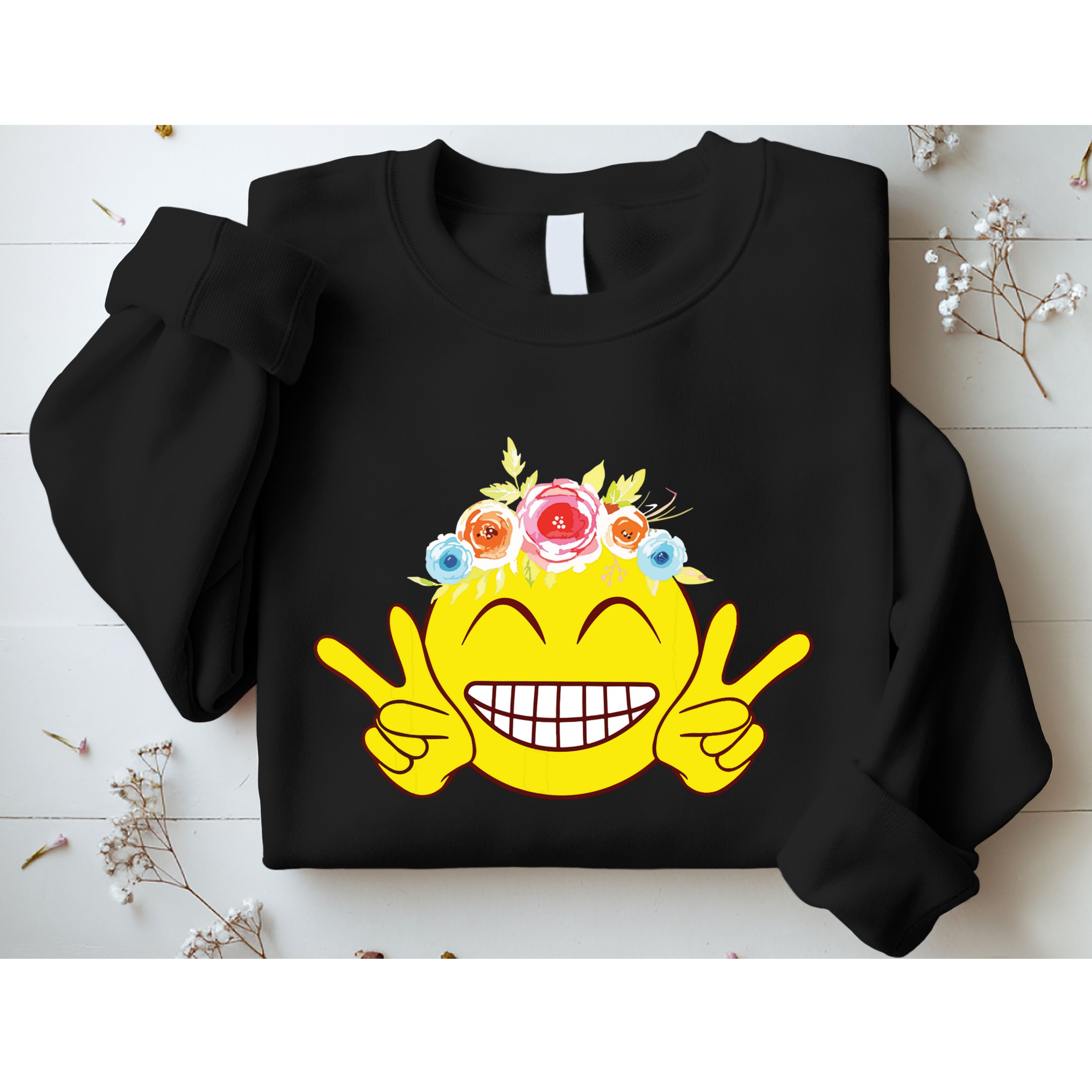 Smile Emoticon Happy Face Peace Love Cute Sweatshirt