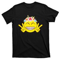 Smile Emoticon Happy Face Peace Love Cute T-Shirt