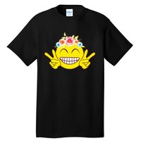 Smile Emoticon Happy Face Peace Love Cute Tall T-Shirt