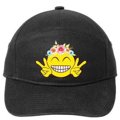 Smile Emoticon Happy Face Peace Love Cute 7-Panel Snapback Hat