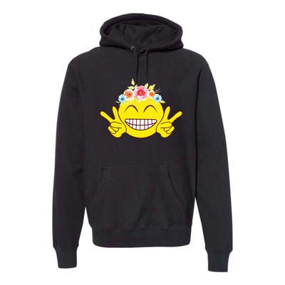 Smile Emoticon Happy Face Peace Love Cute Premium Hoodie