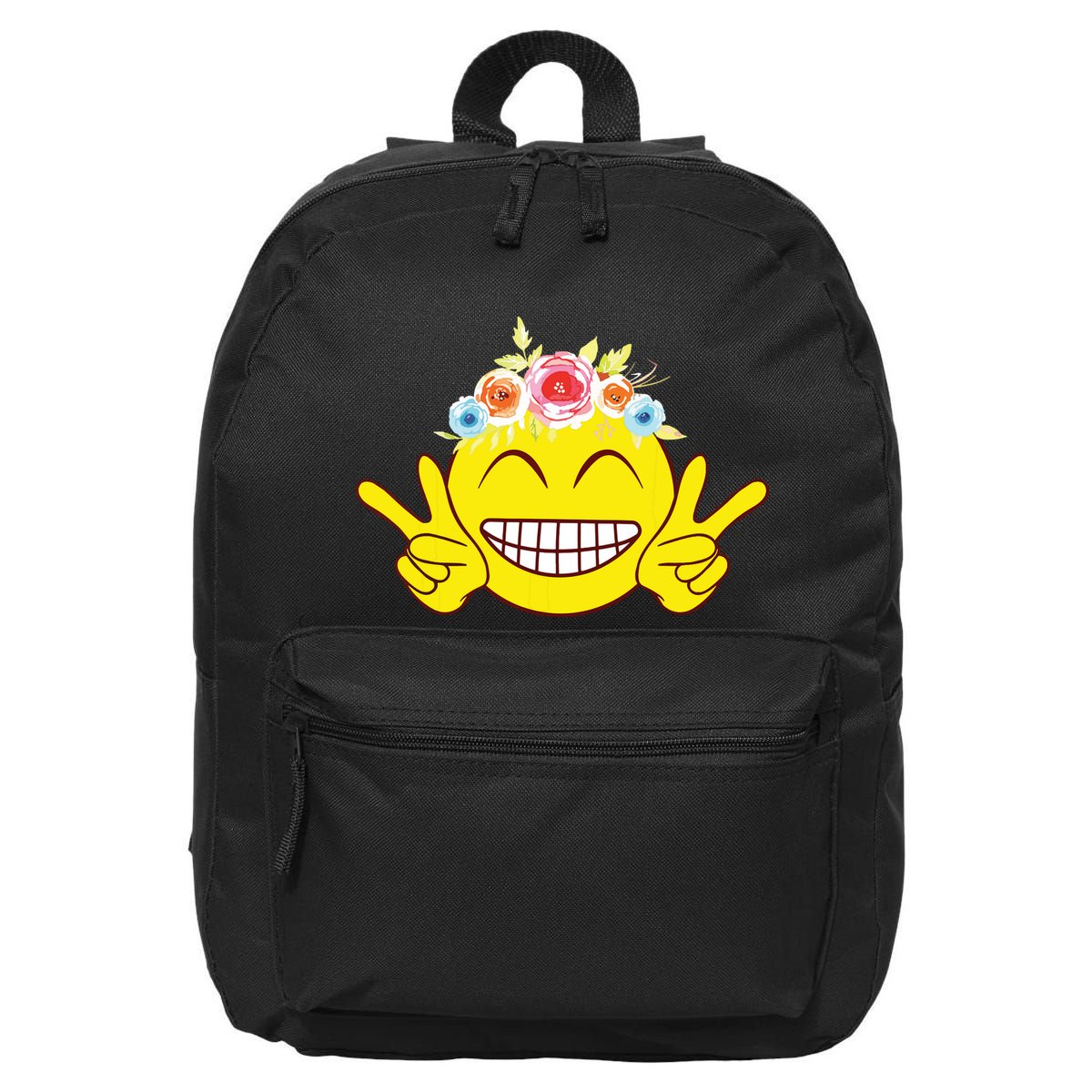 Smile Emoticon Happy Face Peace Love Cute 16 in Basic Backpack