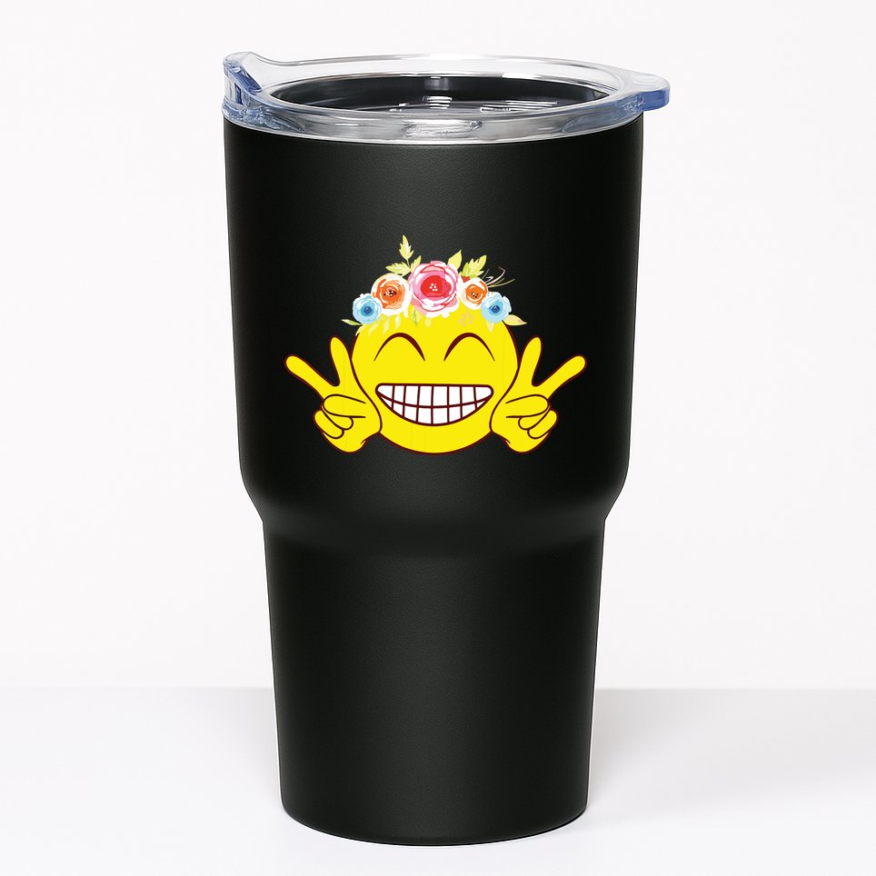 Smile Emoticon Happy Face Peace Love Cute Tumbler