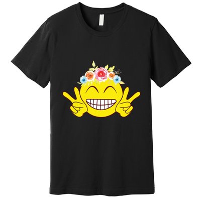 Smile Emoticon Happy Face Peace Love Cute Premium T-Shirt