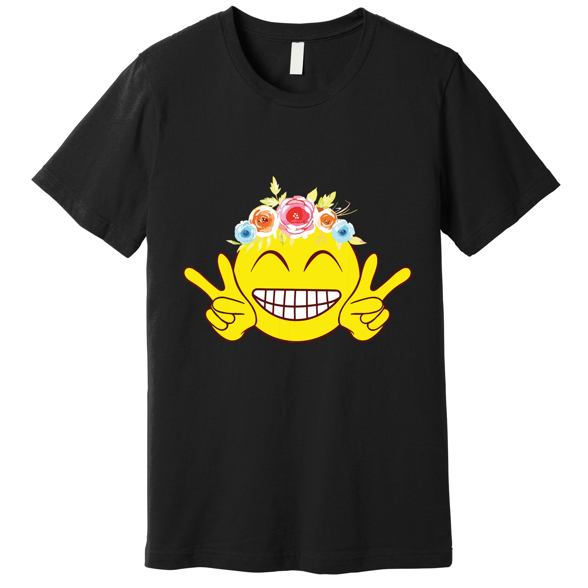 Smile Emoticon Happy Face Peace Love Cute Premium T-Shirt