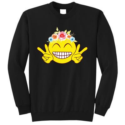 Smile Emoticon Happy Face Peace Love Cute Tall Sweatshirt