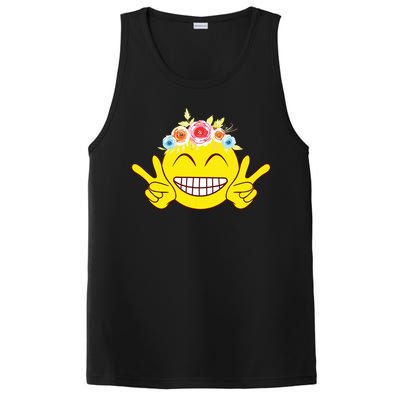 Smile Emoticon Happy Face Peace Love Cute PosiCharge Competitor Tank