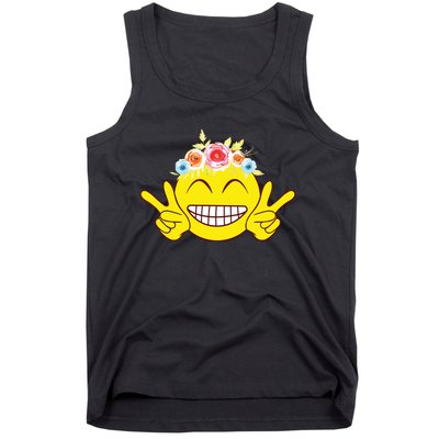 Smile Emoticon Happy Face Peace Love Cute Tank Top