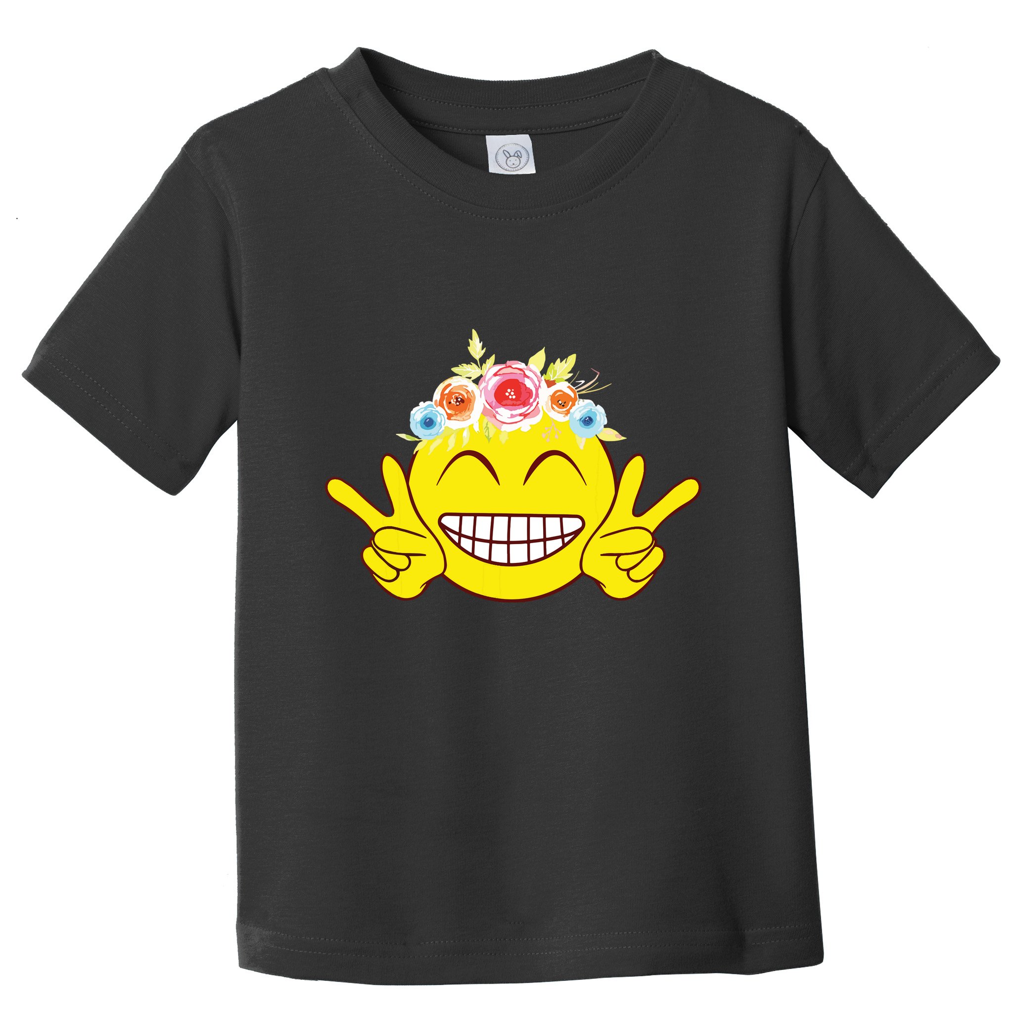 Smile Emoticon Happy Face Peace Love Cute Toddler T-Shirt
