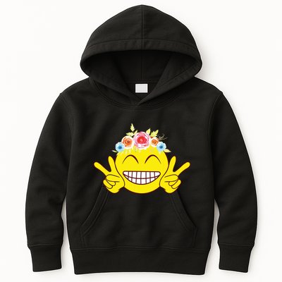 Smile Emoticon Happy Face Peace Love Cute Kids Hoodie