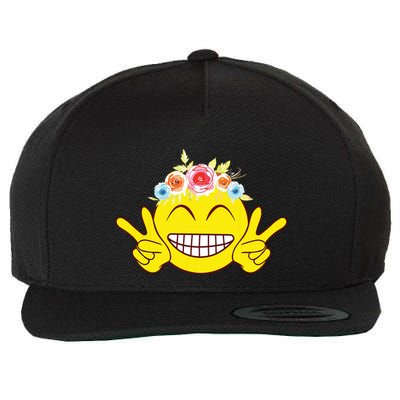 Smile Emoticon Happy Face Peace Love Cute Wool Snapback Cap