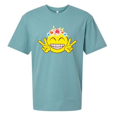 Smile Emoticon Happy Face Peace Love Cute Sueded Cloud Jersey T-Shirt