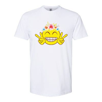 Smile Emoticon Happy Face Peace Love Cute Softstyle CVC T-Shirt