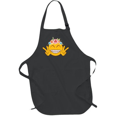 Smile Emoticon Happy Face Peace Love Funny Full-Length Apron With Pockets