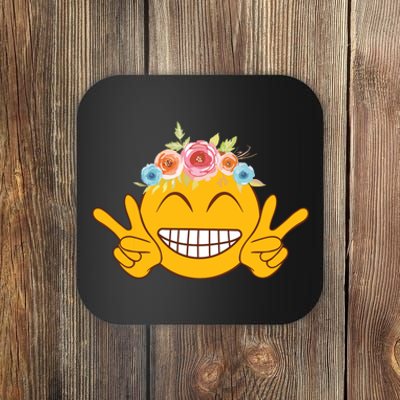 Smile Emoticon Happy Face Peace Love Funny Coaster