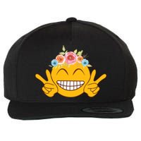 Smile Emoticon Happy Face Peace Love Funny Wool Snapback Cap