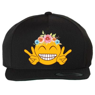 Smile Emoticon Happy Face Peace Love Funny Wool Snapback Cap