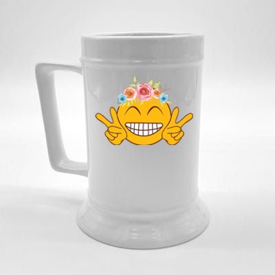 Smile Emoticon Happy Face Peace Love Funny Beer Stein