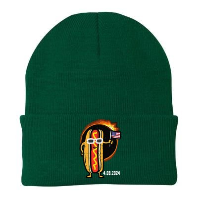 Solar Eclipse Hotdog Us Flag 4.08.24 Knit Cap Winter Beanie