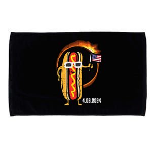 Solar Eclipse Hotdog Us Flag 4.08.24 Microfiber Hand Towel