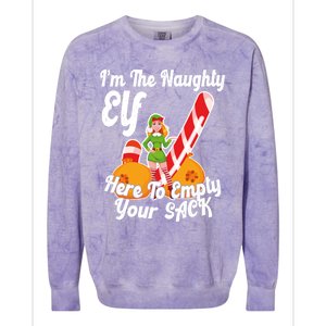 Sexy Elf Here Empty Your Sack Rude Naughty Christmas Candy Funny Gift Colorblast Crewneck Sweatshirt