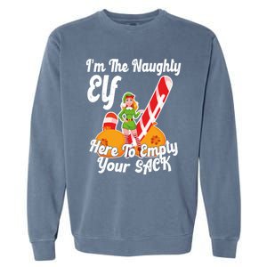 Sexy Elf Here Empty Your Sack Rude Naughty Christmas Candy Funny Gift Garment-Dyed Sweatshirt