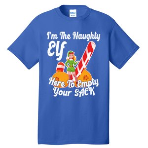 Sexy Elf Here Empty Your Sack Rude Naughty Christmas Candy Funny Gift Tall T-Shirt