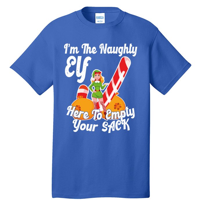 Sexy Elf Here Empty Your Sack Rude Naughty Christmas Candy Funny Gift Tall T-Shirt