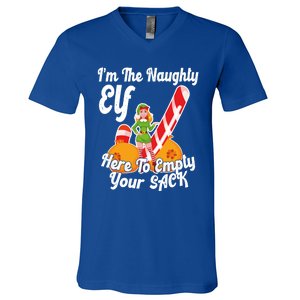 Sexy Elf Here Empty Your Sack Rude Naughty Christmas Candy Funny Gift V-Neck T-Shirt