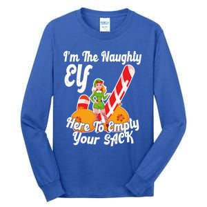 Sexy Elf Here Empty Your Sack Rude Naughty Christmas Candy Funny Gift Tall Long Sleeve T-Shirt