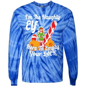 Sexy Elf Here Empty Your Sack Rude Naughty Christmas Candy Funny Gift Tie-Dye Long Sleeve Shirt