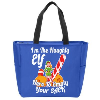 Sexy Elf Here Empty Your Sack Rude Naughty Christmas Candy Funny Gift Zip Tote Bag