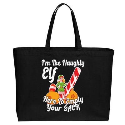 Sexy Elf Here Empty Your Sack Rude Naughty Christmas Candy Funny Gift Cotton Canvas Jumbo Tote