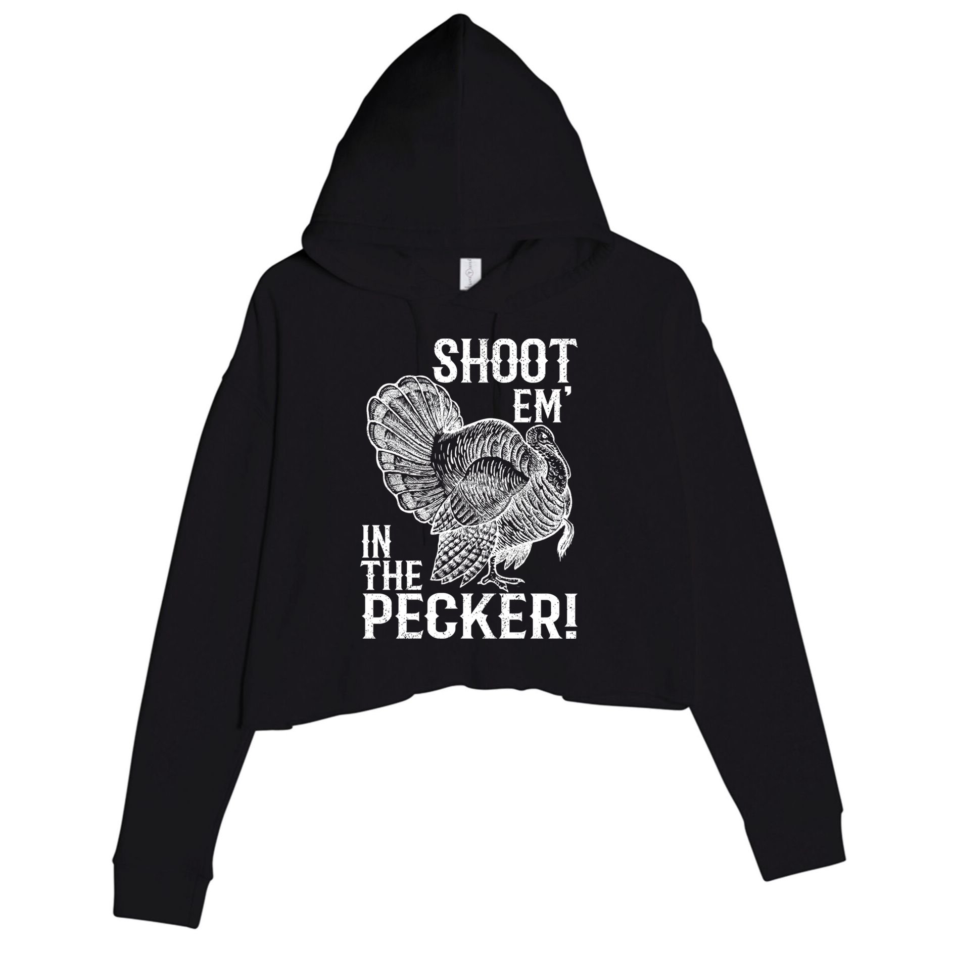 Shoot Em In The Pecker Funny Turkey Hunting Gift Tom Beard Cool Gift Crop Fleece Hoodie