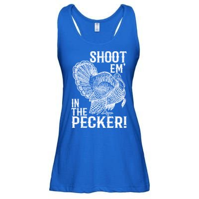Shoot Em In The Pecker Funny Turkey Hunting Gift Tom Beard Cool Gift Ladies Essential Flowy Tank