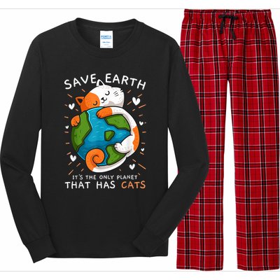 Save Earth ItS The Only Planet That Has Cats Earth Day Long Sleeve Pajama Set