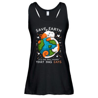 Save Earth ItS The Only Planet That Has Cats Earth Day Ladies Essential Flowy Tank