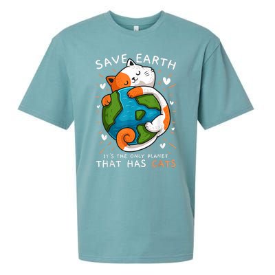 Save Earth ItS The Only Planet That Has Cats Earth Day Sueded Cloud Jersey T-Shirt