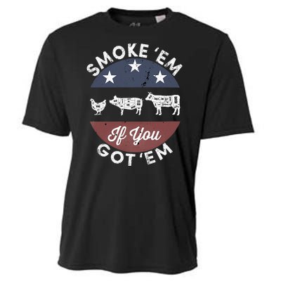 Smoke Em If You Got Em Meat Barbeque Vintage Cooling Performance Crew T-Shirt