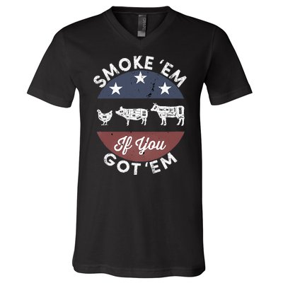 Smoke Em If You Got Em Meat Barbeque Vintage V-Neck T-Shirt