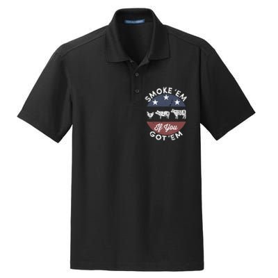 Smoke Em If You Got Em Meat Barbeque Vintage Dry Zone Grid Polo