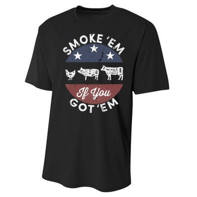 Smoke Em If You Got Em Meat Barbeque Vintage Performance Sprint T-Shirt