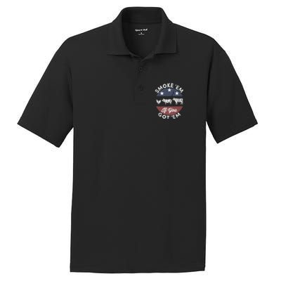 Smoke Em If You Got Em Meat Barbeque Vintage PosiCharge RacerMesh Polo