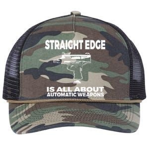 Straight Edge Is All About Automatic Weapons Field Of Flames Retro Rope Trucker Hat Cap